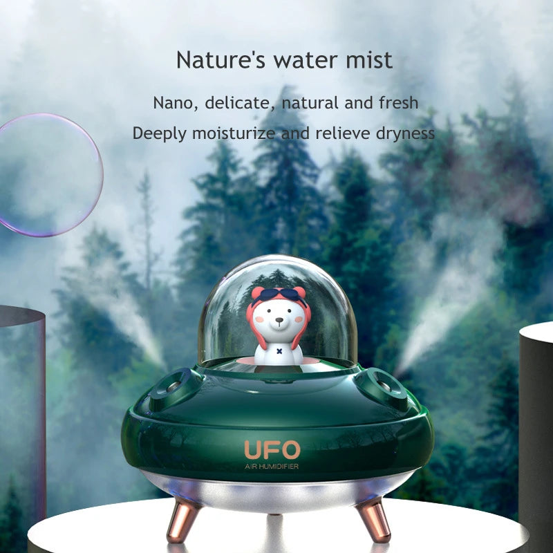 Dual Nozzles Wireless Air Humidifier Ultrasonic USB Mist Maker Fogger Chargeable UFO Cartoon Bear Water Diffuser Humidificador