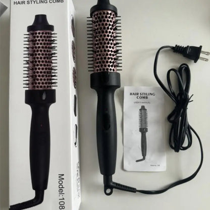 Wavy Thermal Brush, Hot Hair Brush, Blowout Dryer Brush Ionic Heated round Brush for Natural Curls Dual Voltage Thermal round Brush, Easy to Use Hair Styling Tool for Women & Girls