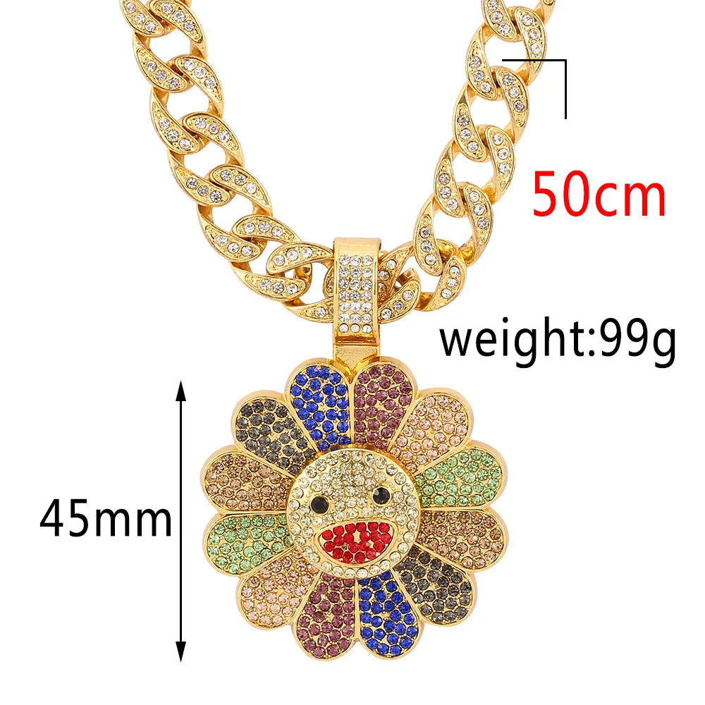 Sunflower Shape Pendant Necklace Spinner