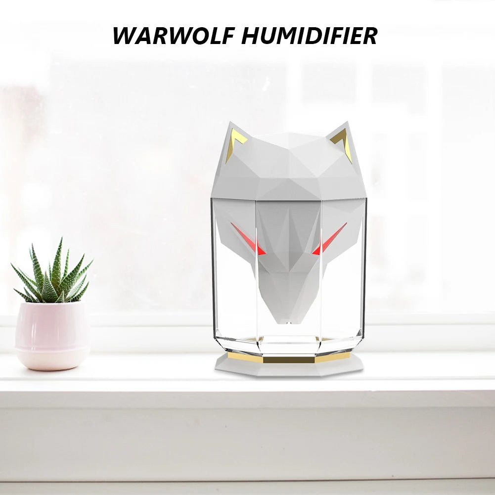 Desktop War Wolf Air Humidifier Electric Essential Oil Diffuser Large Capacity with LED Light USB Rechargeable for Home Bedroom