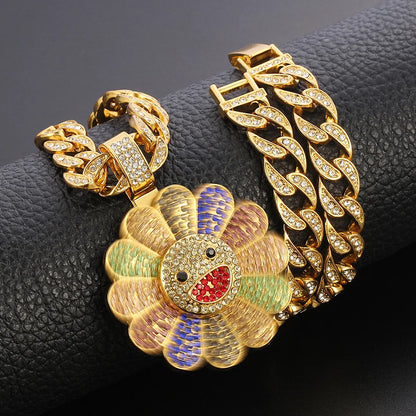 Sunflower Shape Pendant Necklace Spinner