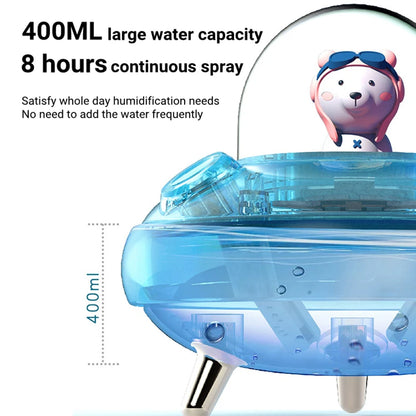 Dual Nozzles Wireless Air Humidifier Ultrasonic USB Mist Maker Fogger Chargeable UFO Cartoon Bear Water Diffuser Humidificador