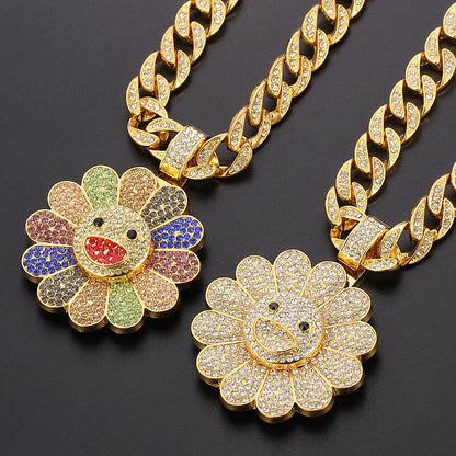 Sunflower Shape Pendant Necklace Spinner