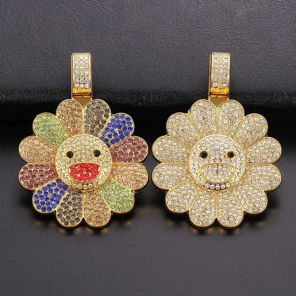 Sunflower Shape Pendant Necklace Spinner