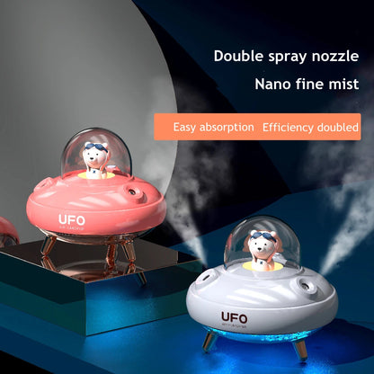 Dual Nozzles Wireless Air Humidifier Ultrasonic USB Mist Maker Fogger Chargeable UFO Cartoon Bear Water Diffuser Humidificador